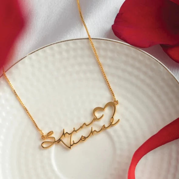 Signature Couple Heart Name Necklace