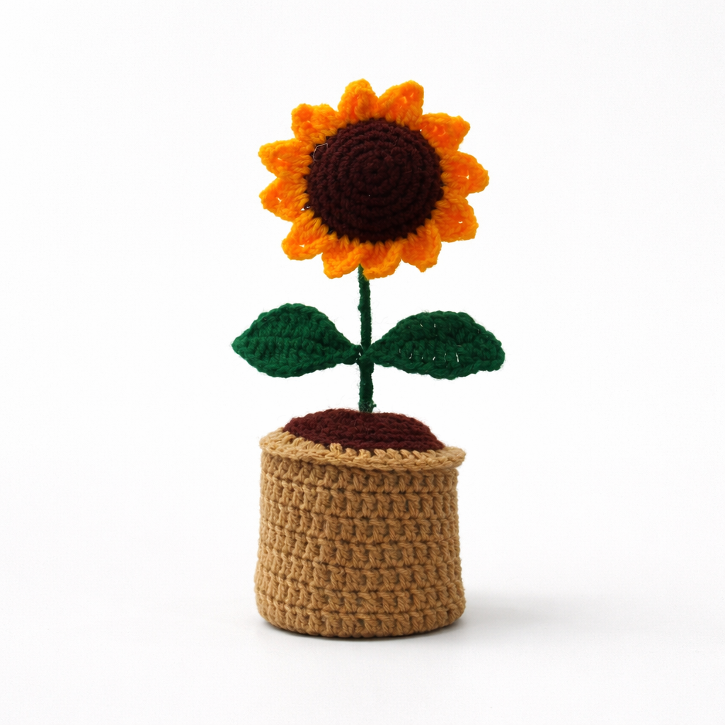 Crochet Sunflower Pot
