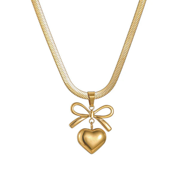 Bow Knot Heart Necklace