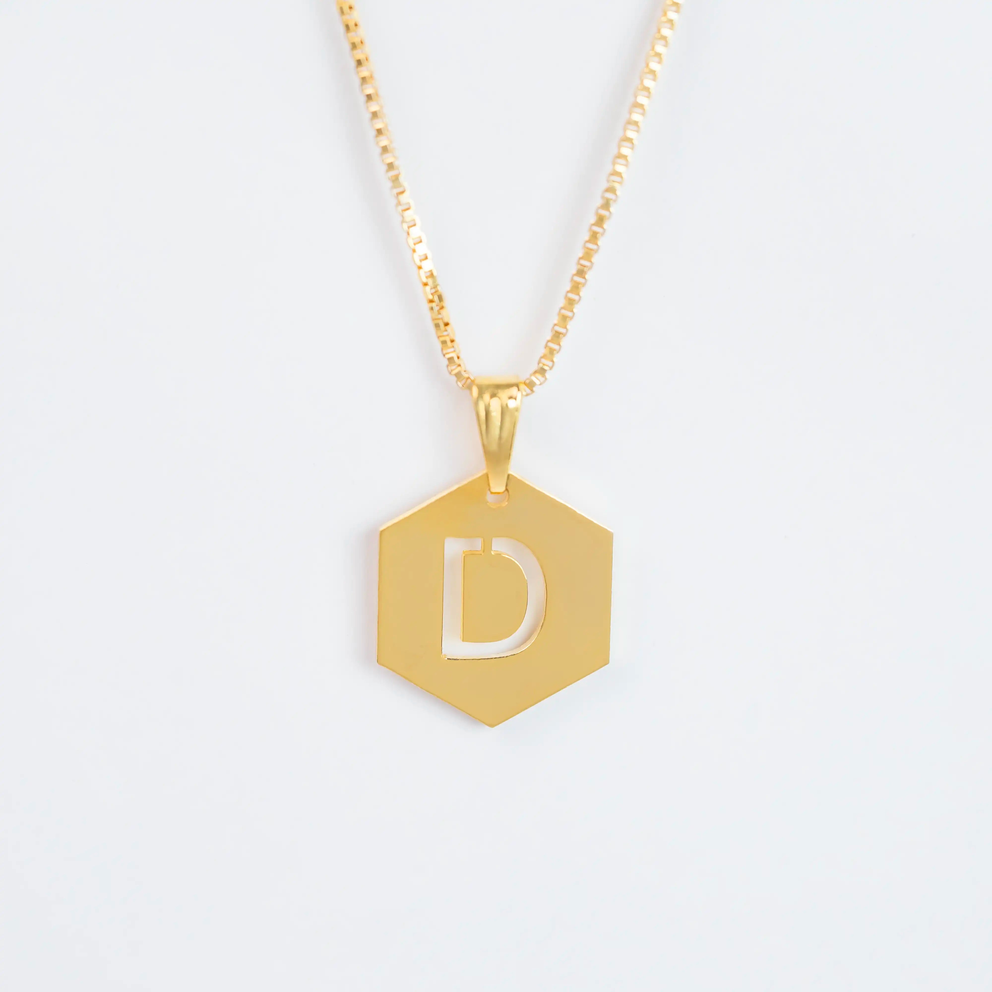 Hexagon Initial Necklace
