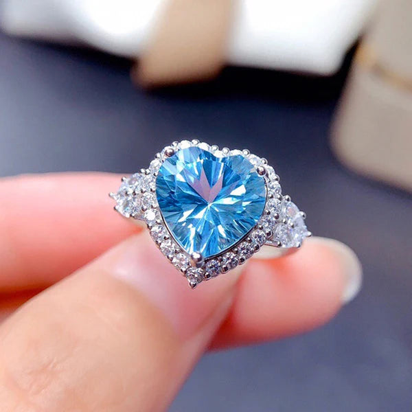 Blue Diamond Heart Ring