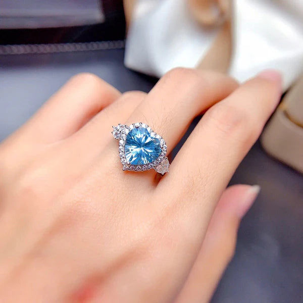Blue Diamond Heart Ring