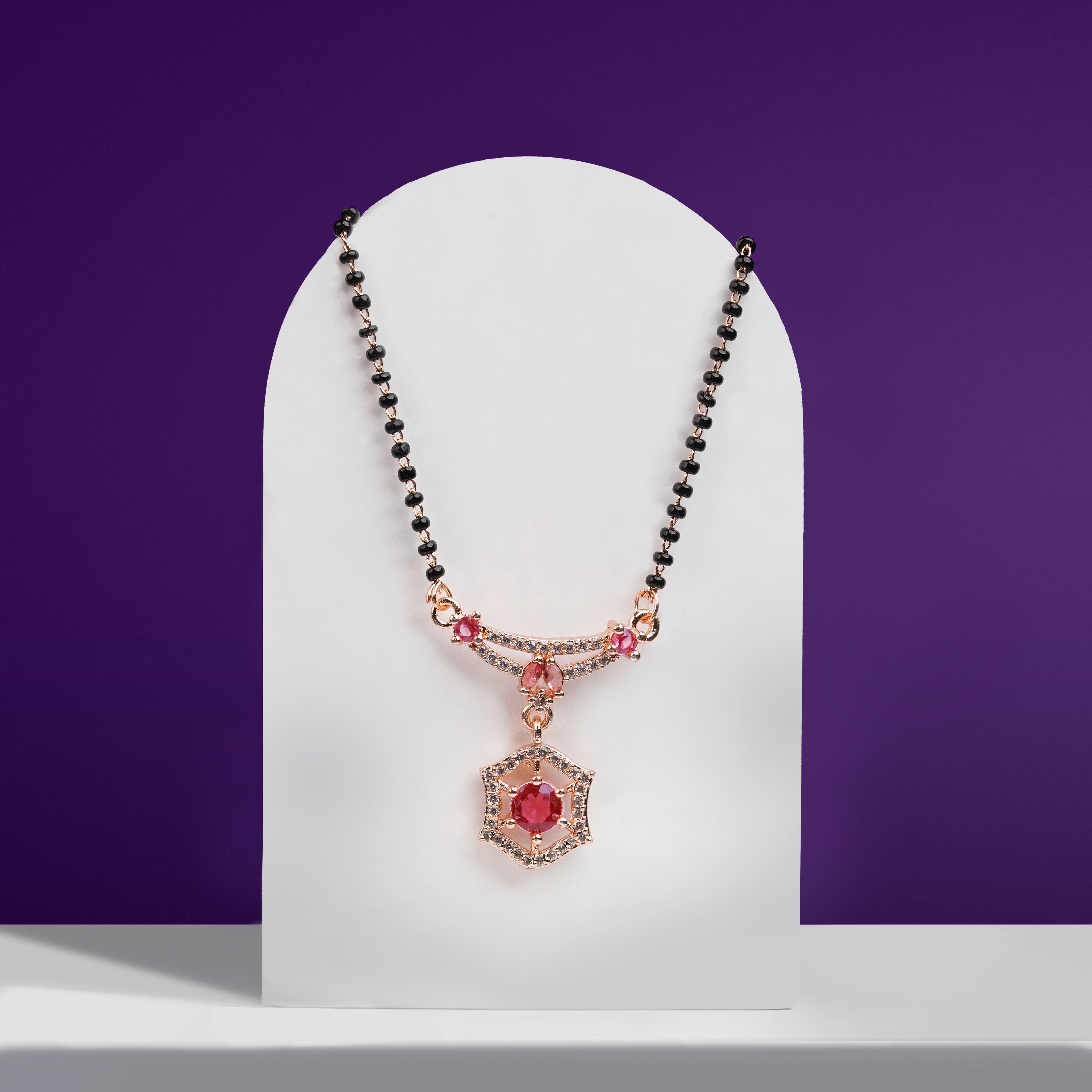 Elegant Ruby and Diamond Mangalsutra Necklace